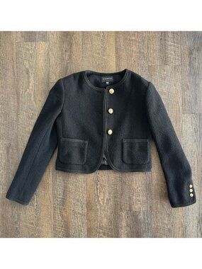 Club Monaco Tweed Cutaway Jacket in Black, Size 0